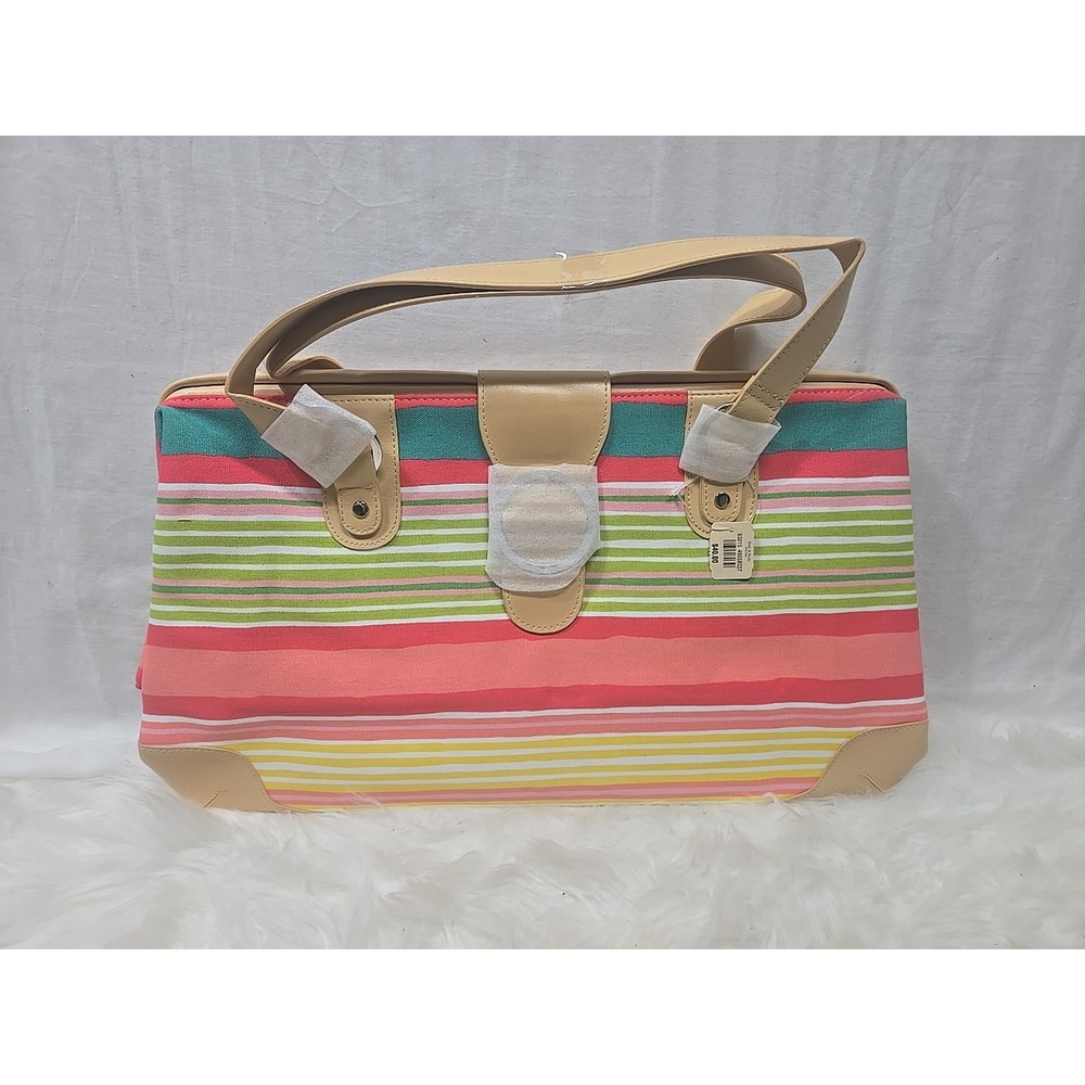 NEW Retro‎ Bath Body Works Womens Striped Multicolor Heavy Tote Canvas Large
